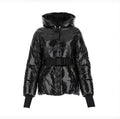 Moncler Women's Glossy Belted Hooded Puffer Coat — hero