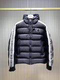 Moncler Hooded Striped-Sleeve Puffer Coat — hero