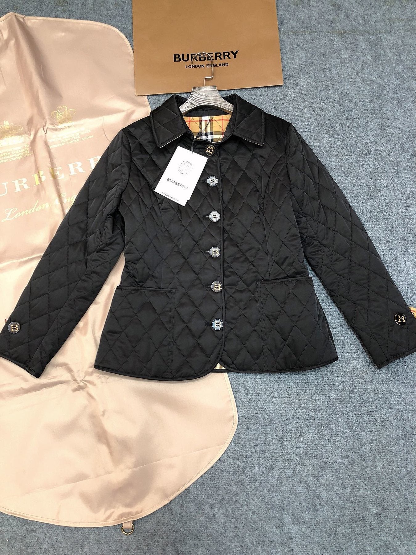 Burberry Diamond-Quilted Button-Front Jacket — front