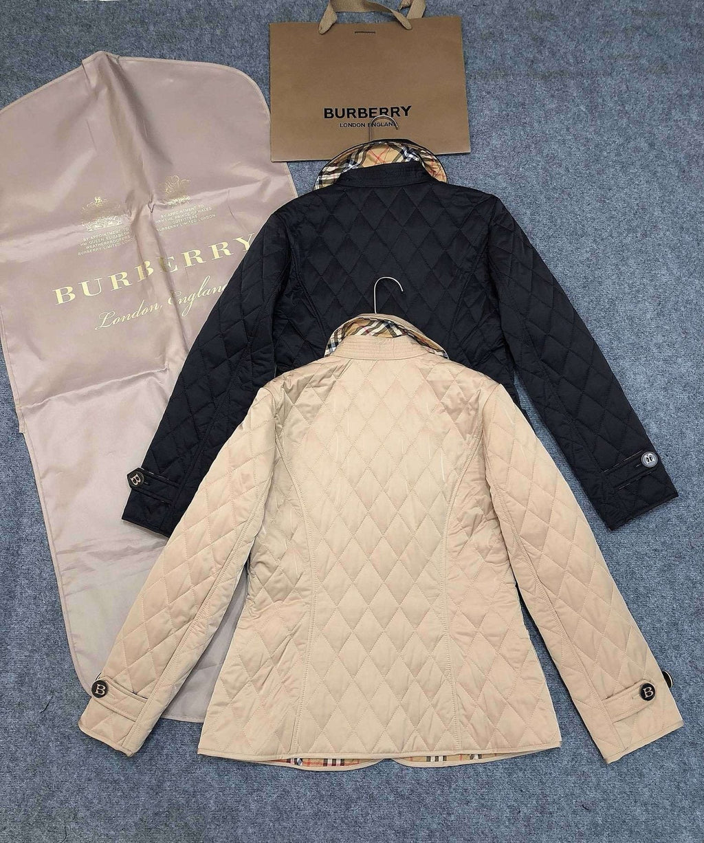 Burberry Diamond-Quilted Button-Front Jacket — back