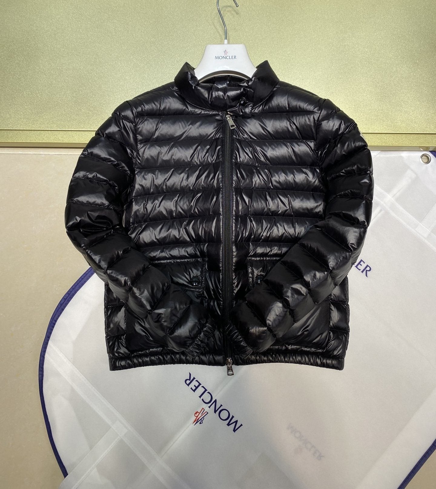 MONCLER Women's Quilted Stand-Collar Short Down Jacket — front