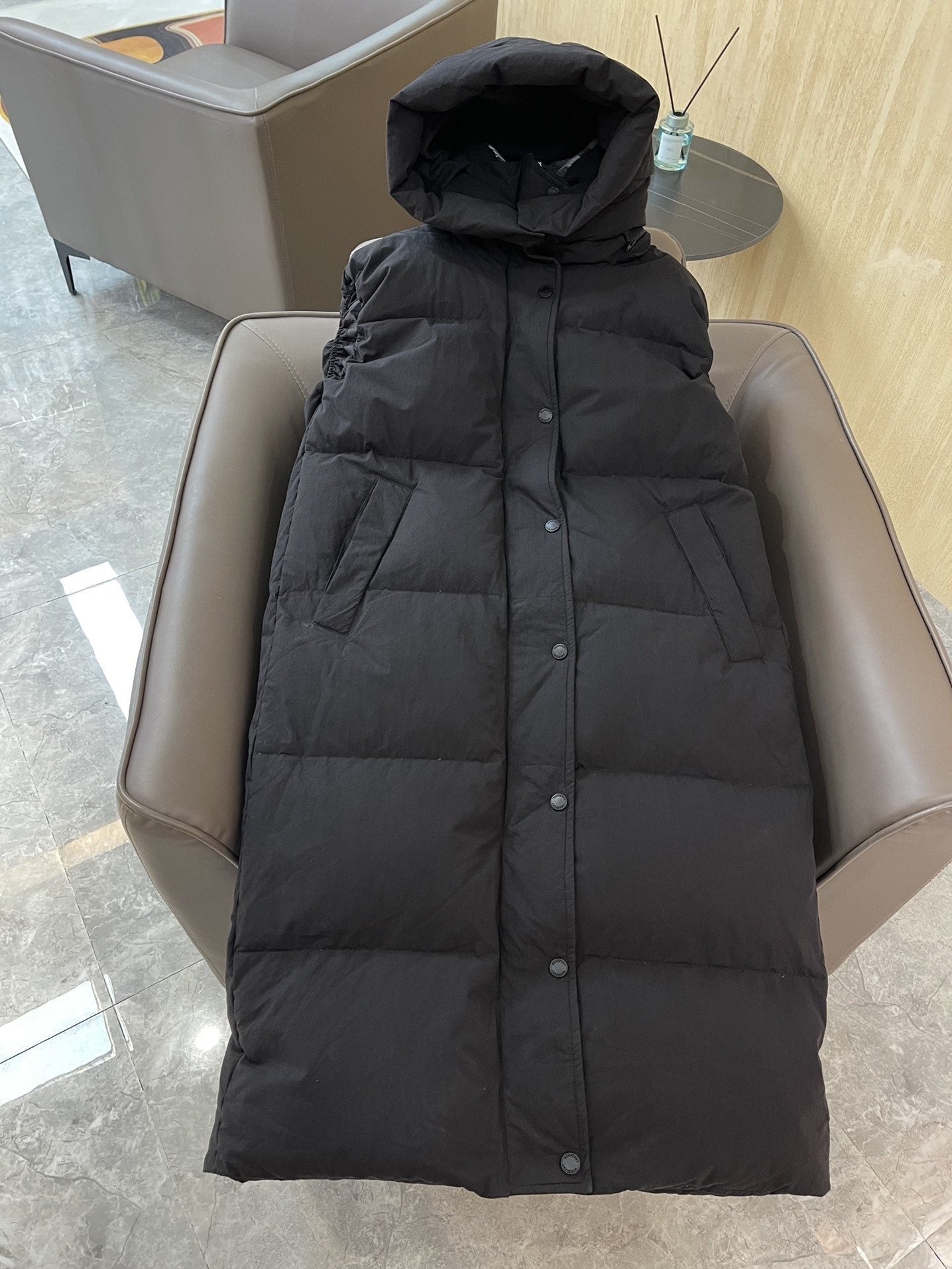 Burberry Hooded Long Down Vest — hero