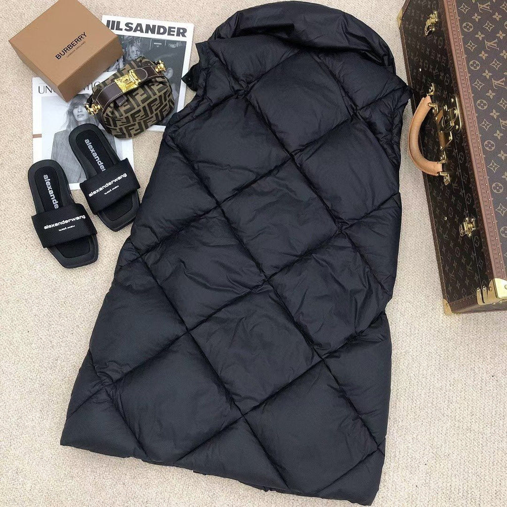 Burberry Long Diamond-Quilted Down Vest — back