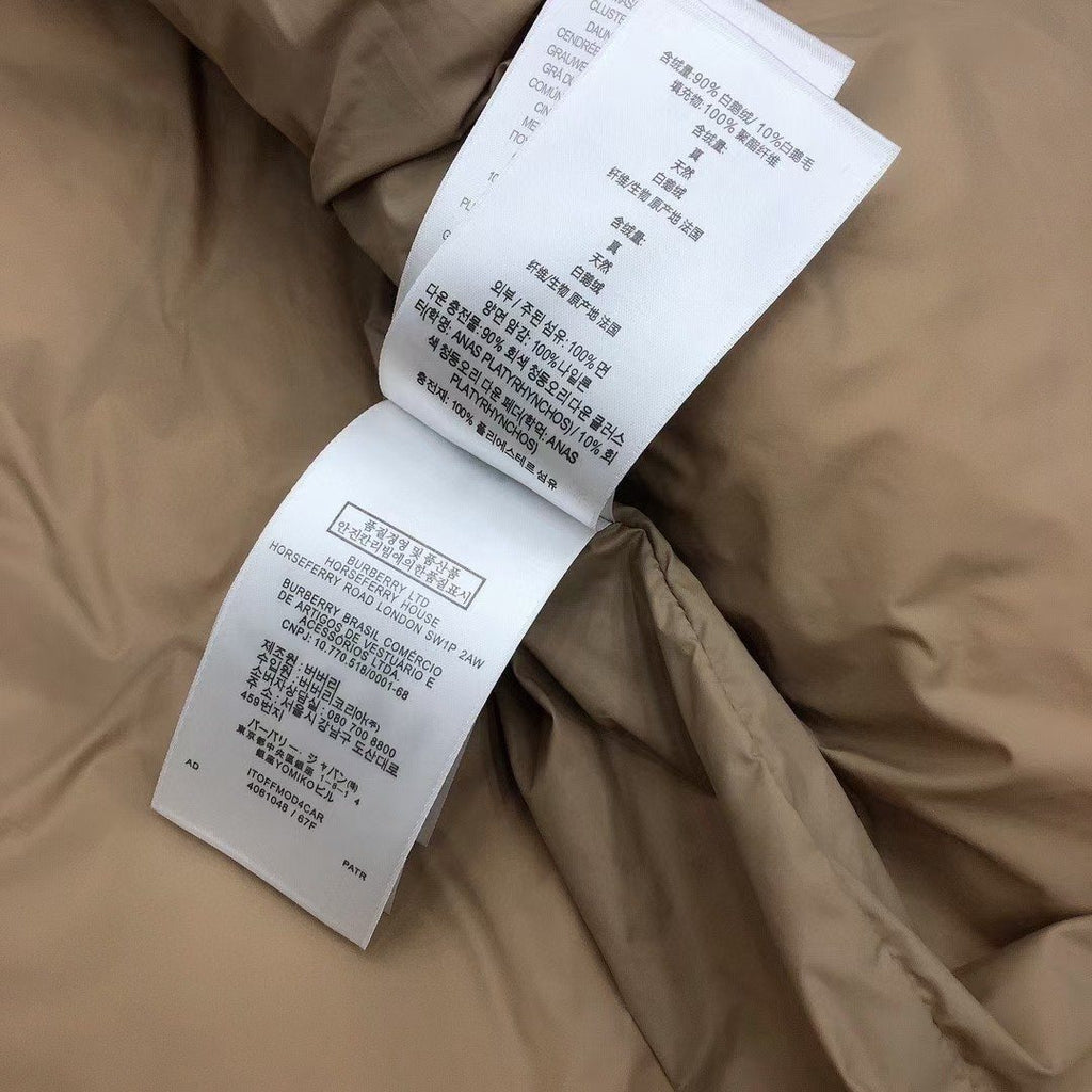Burberry Long Diamond-Quilted Hooded Down Vest — neck_label