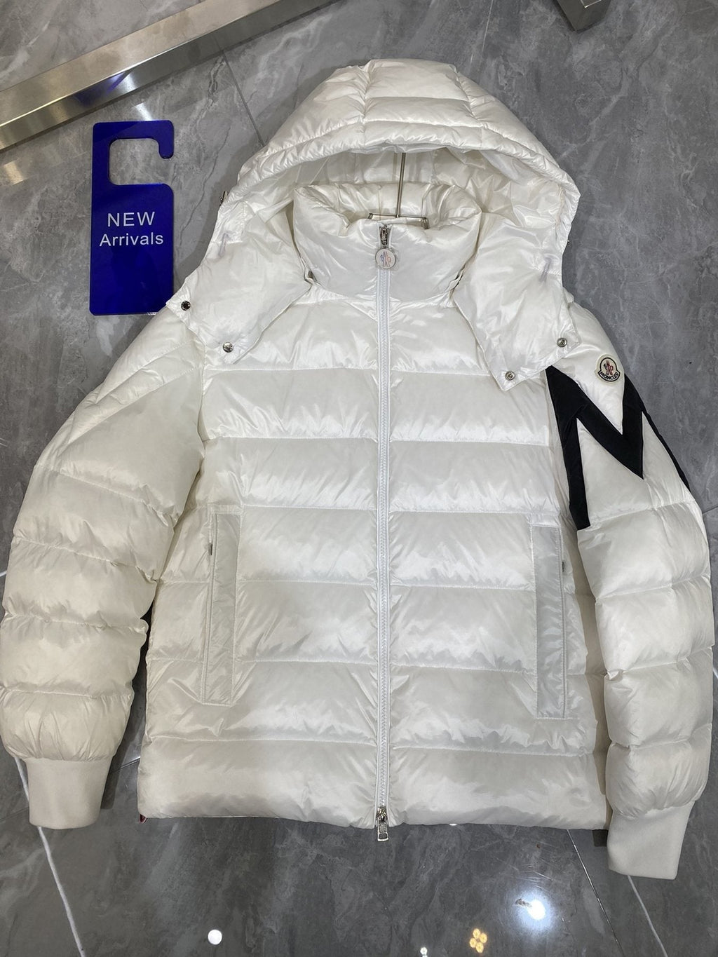 Moncler Glossy Hooded Puffer Coat — front
