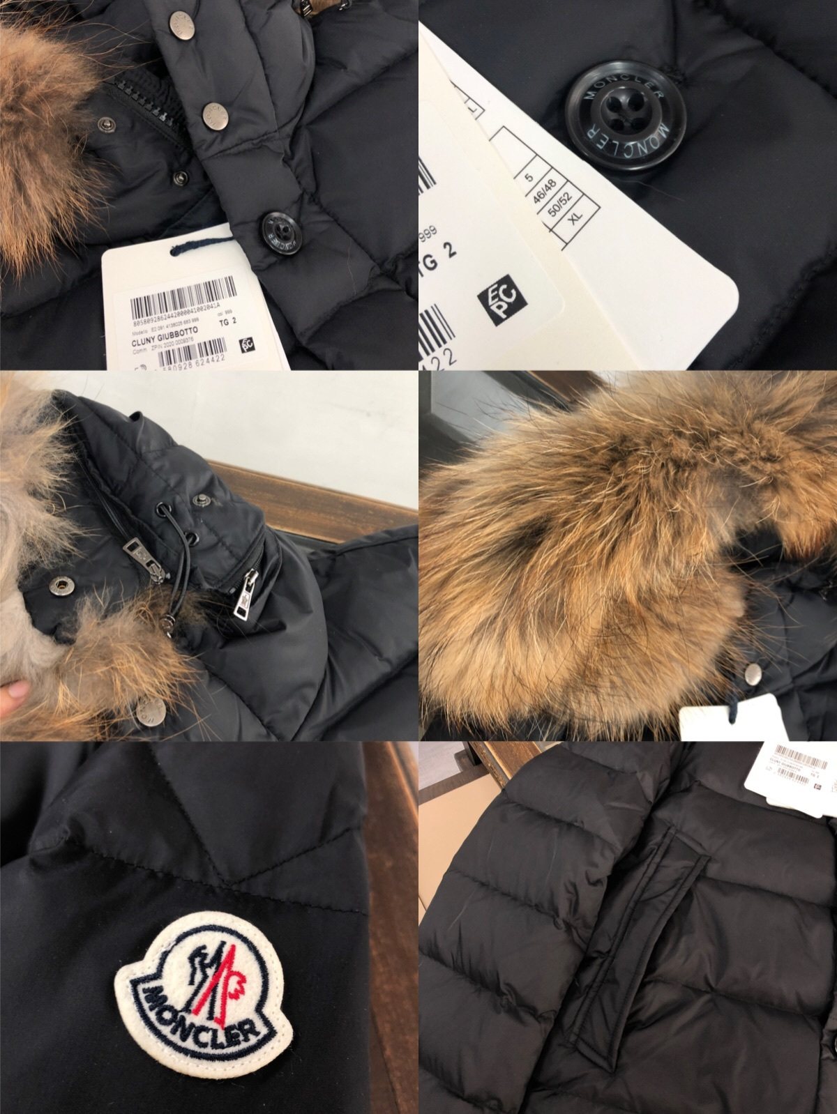 Moncler Hooded Long Down Coat — detail