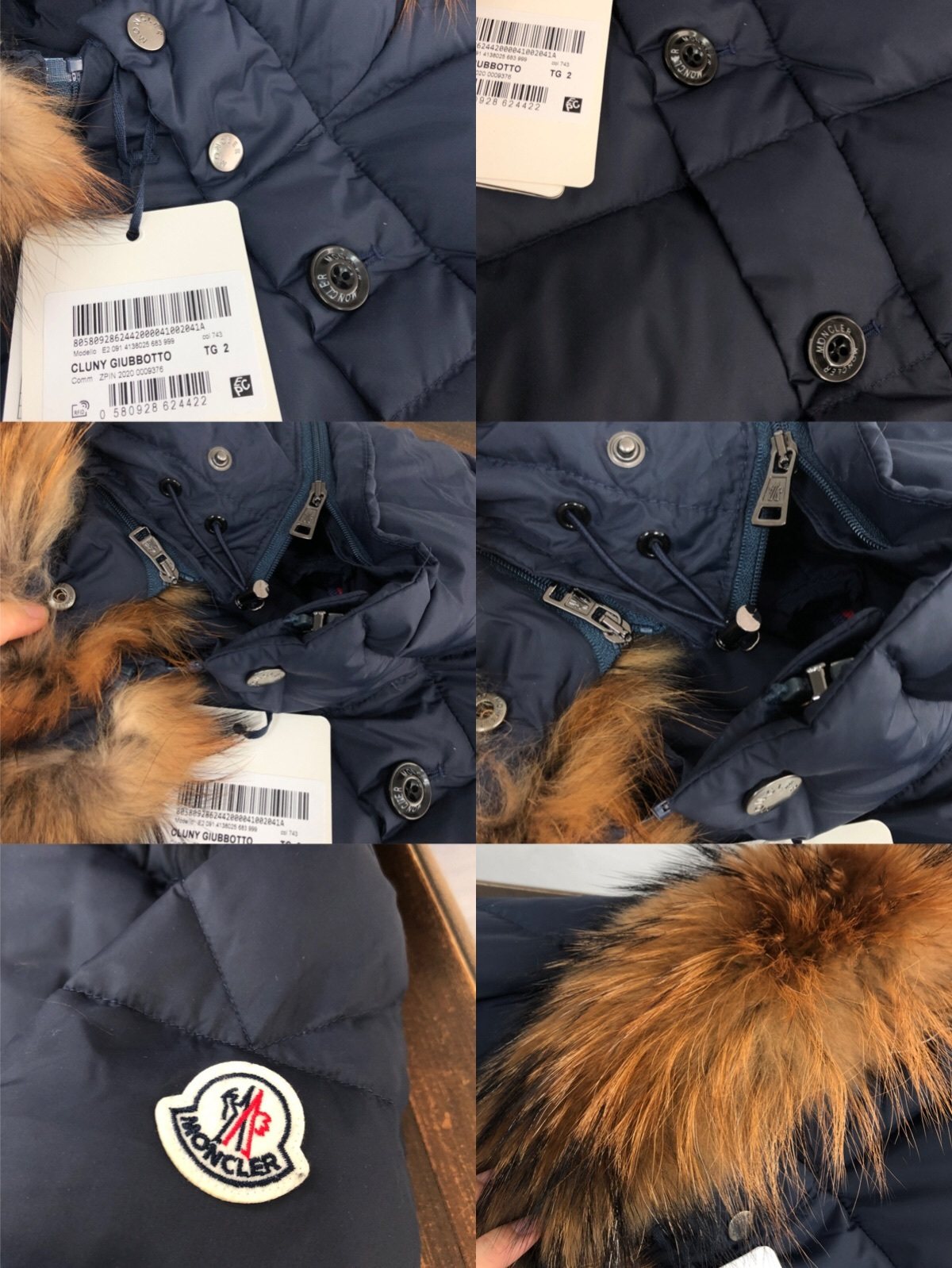 Moncler Hooded Long Down Coat — detail