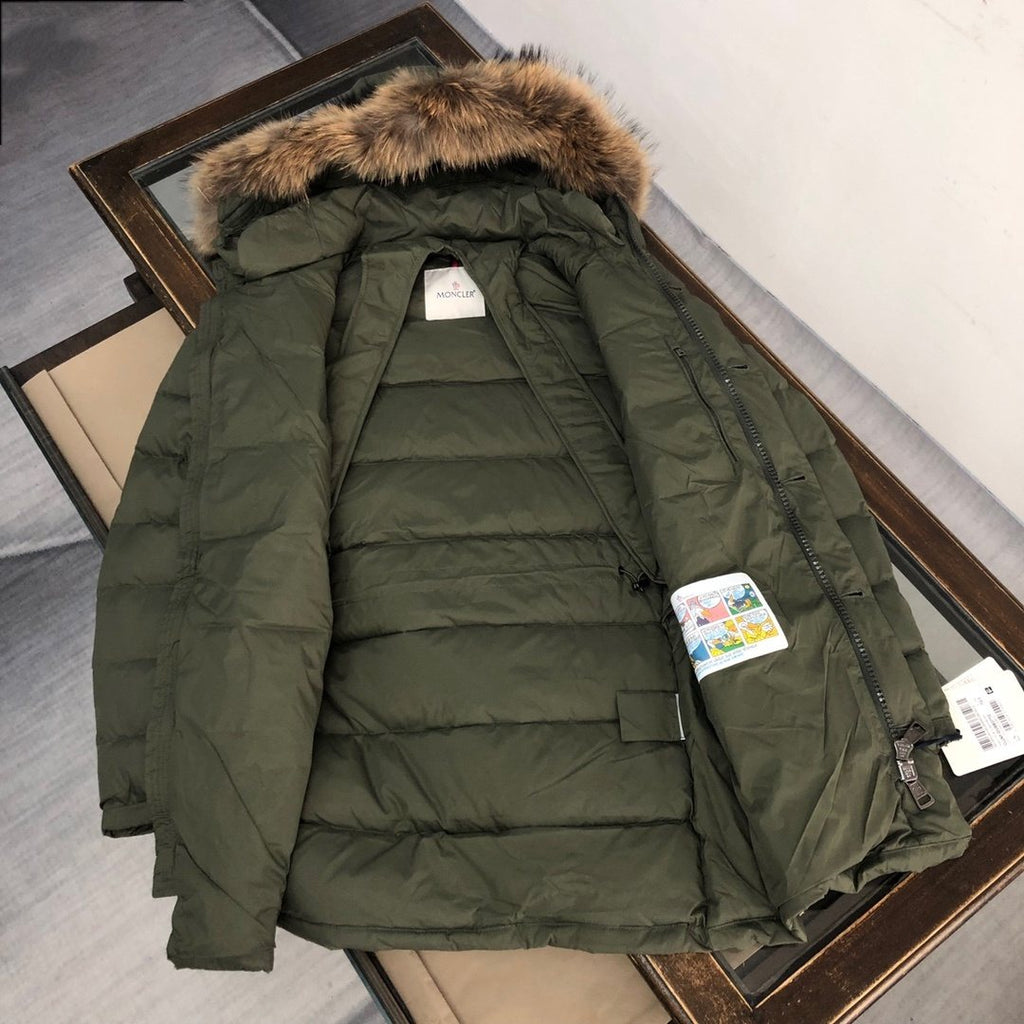 Moncler Hooded Long Down Coat — context