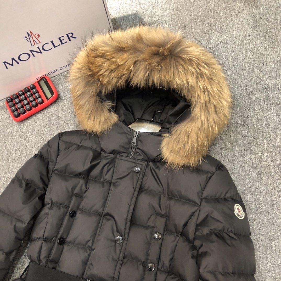 Moncler Women's Hooded Long Down Coat — detail