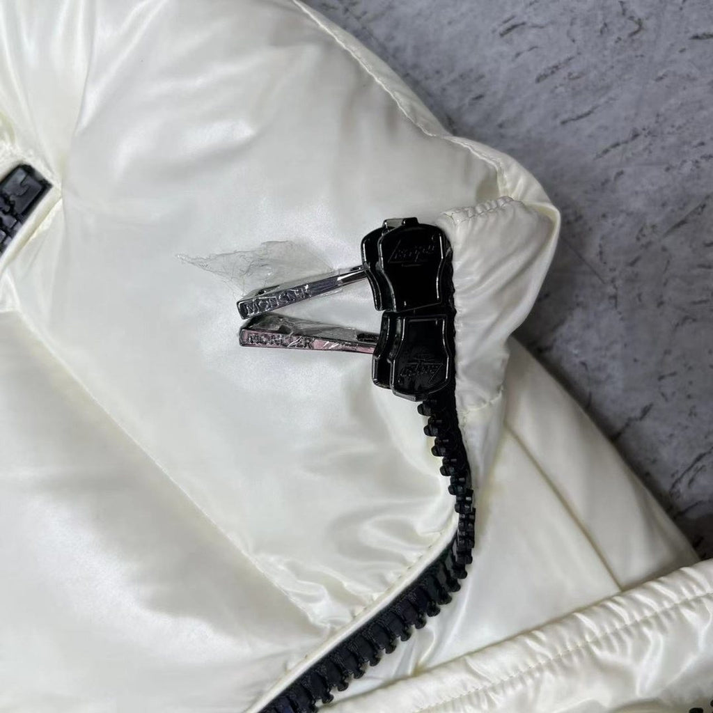 Moncler Celac Fur-Trim Hood Short Down Jacket — detail