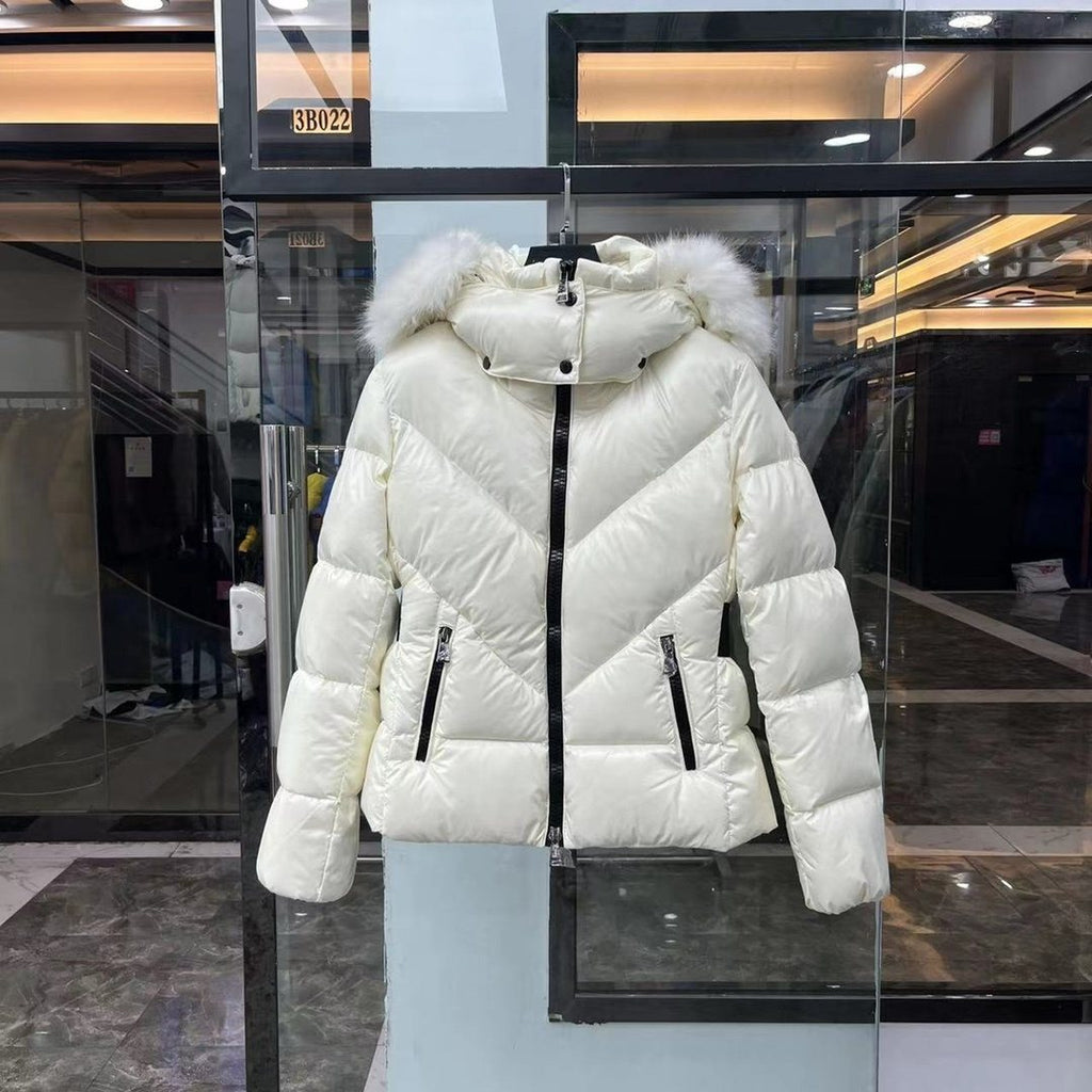 Moncler Celac Fur-Trim Hood Short Down Jacket — front