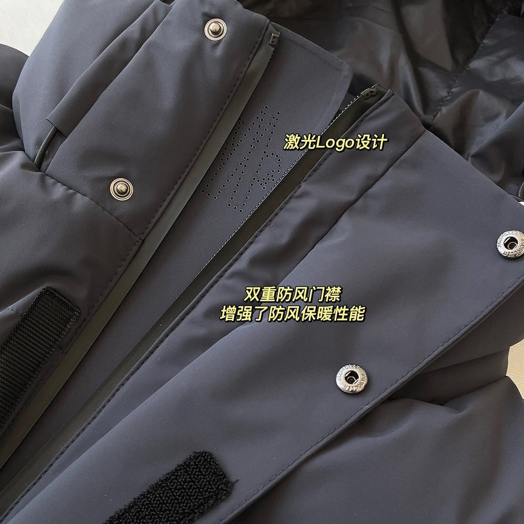 Moncler Hooded Quilted Short Down Coat — detail
