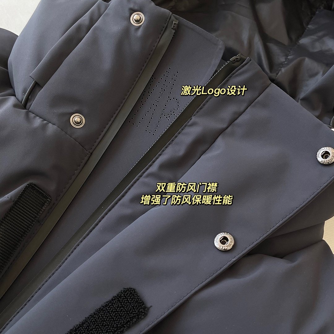 Moncler Hooded Quilted Short Down Coat — detail