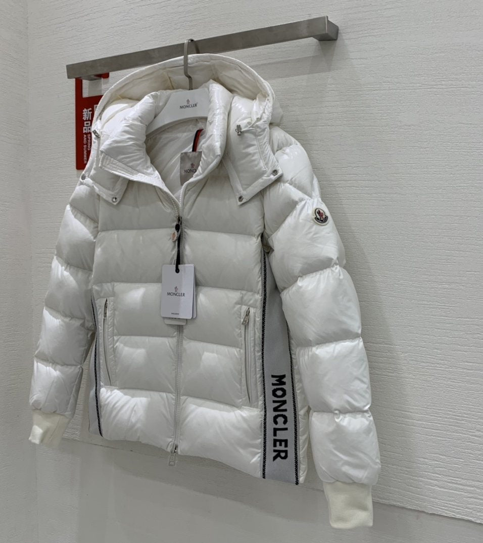 Moncler Color-Block Hooded Short Down Coat — front