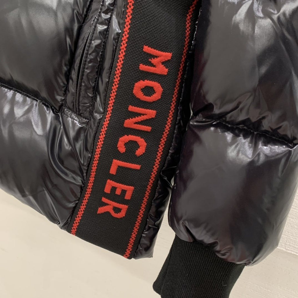Moncler Color-Block Hooded Short Down Coat — detail