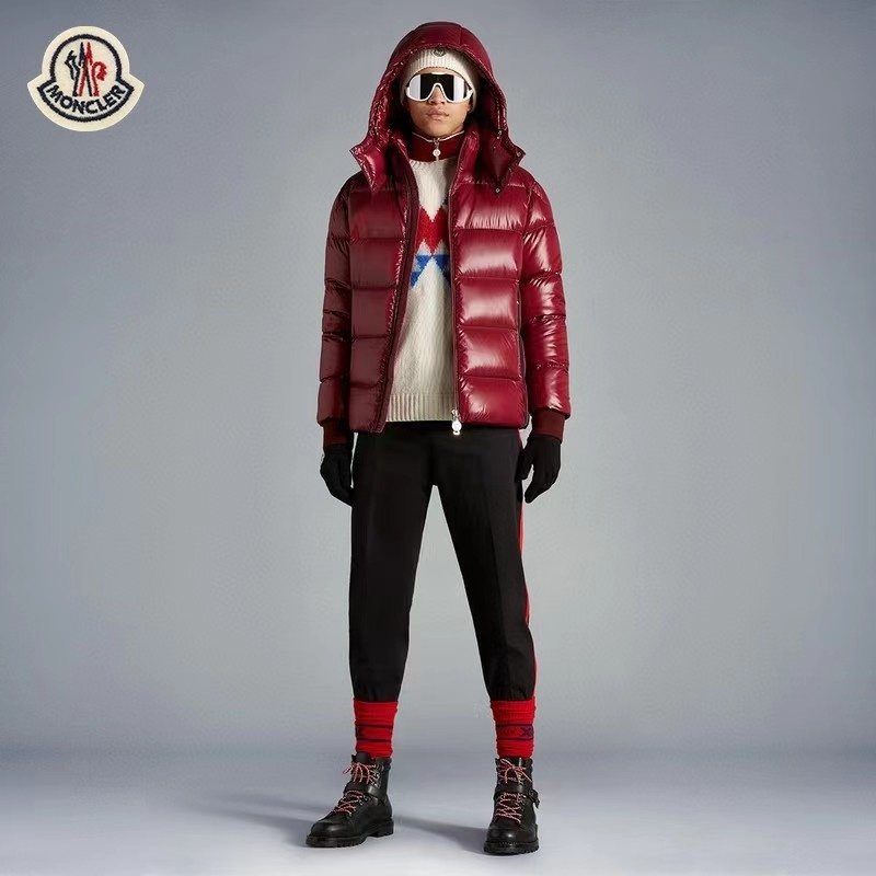 Moncler Color-Block Hooded Short Down Coat — context