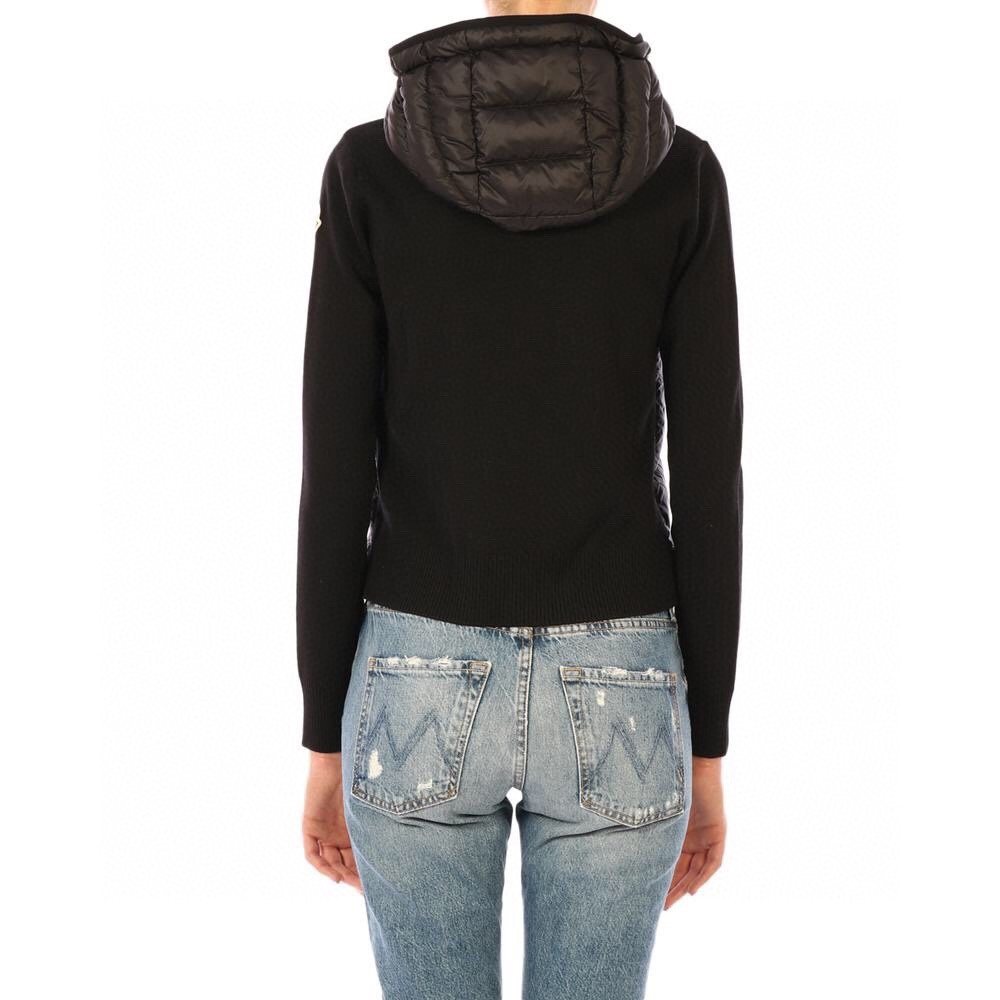 Moncler Hooded Knit Sleeve Down Jacket — back