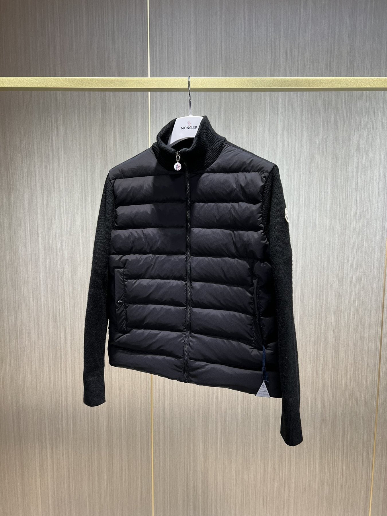 Moncler Knit Sleeve Down Jacket — front