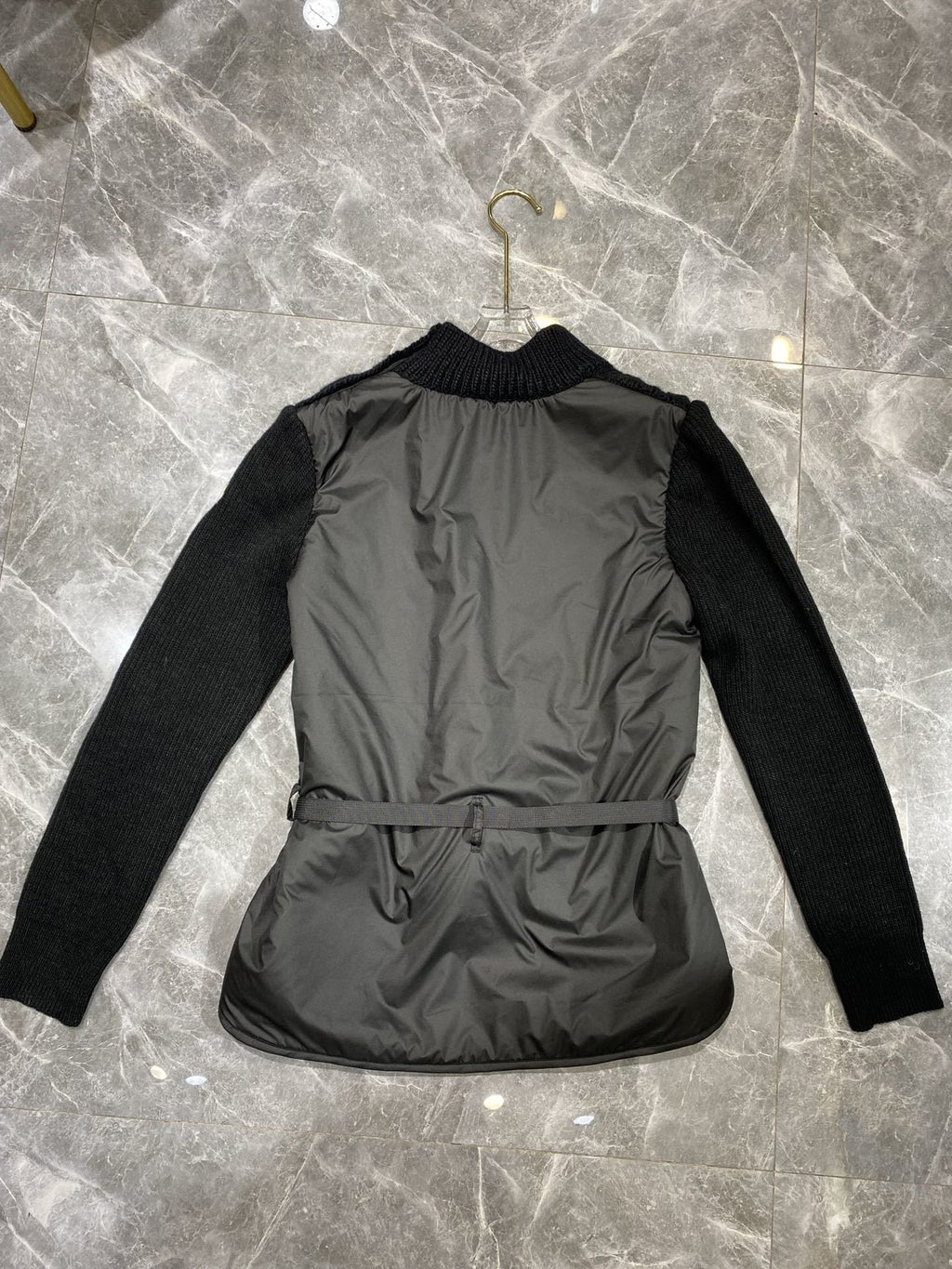 Moncler Belted Padded Panel Cable-Knit Sweater — back