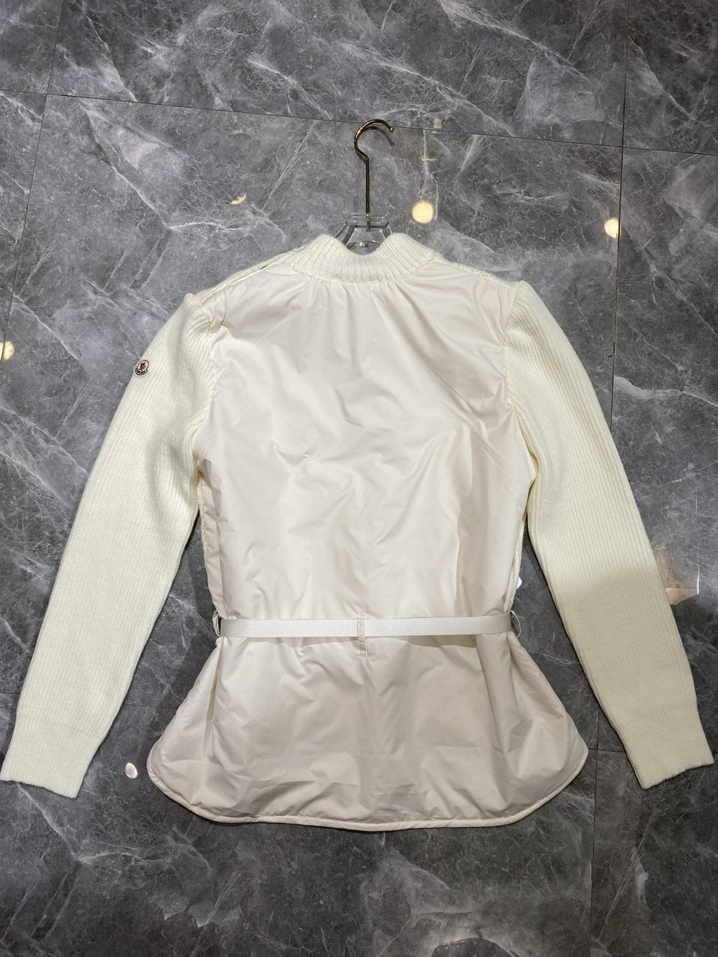 Moncler Belted Padded Panel Cable-Knit Sweater — back