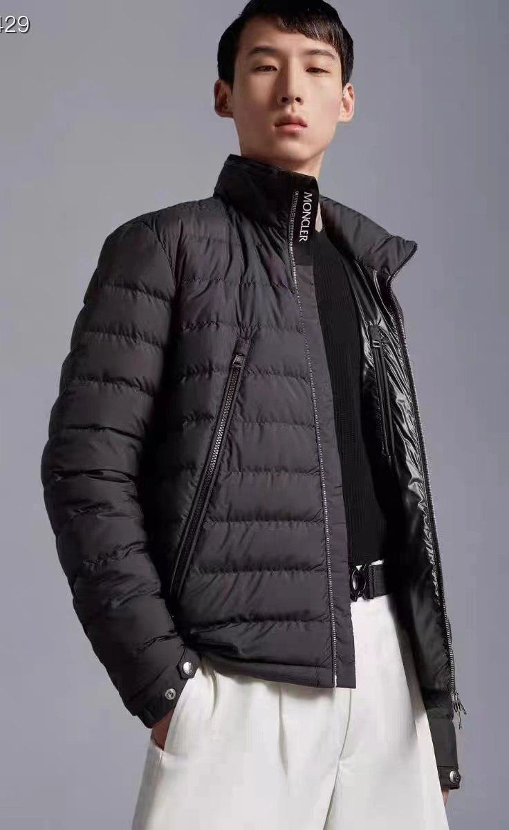 Moncler Black Quilted Zip-Front Puffer Coat — context