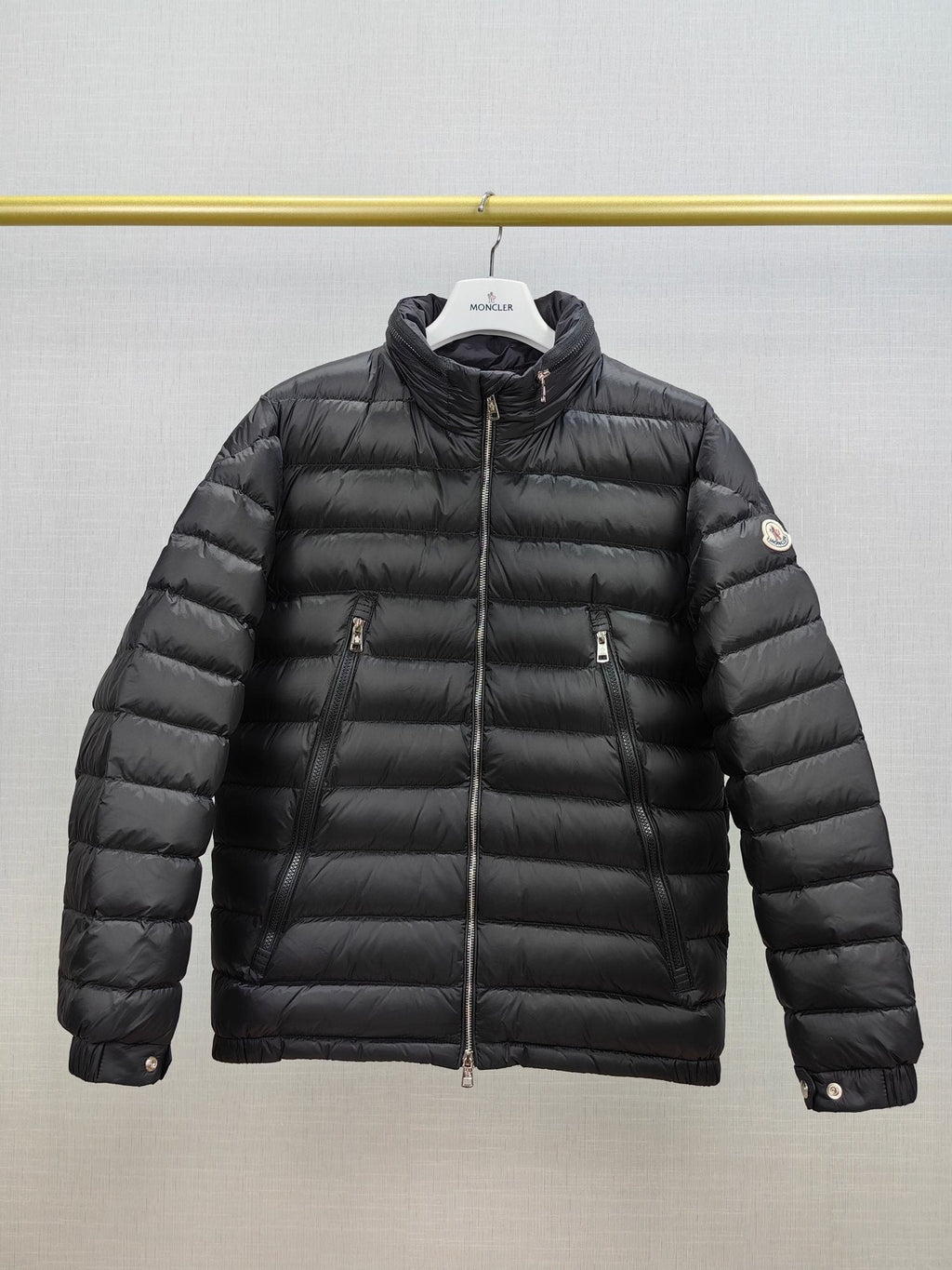 Moncler Black Stand-Collar Quilted Puffer Coat — hero