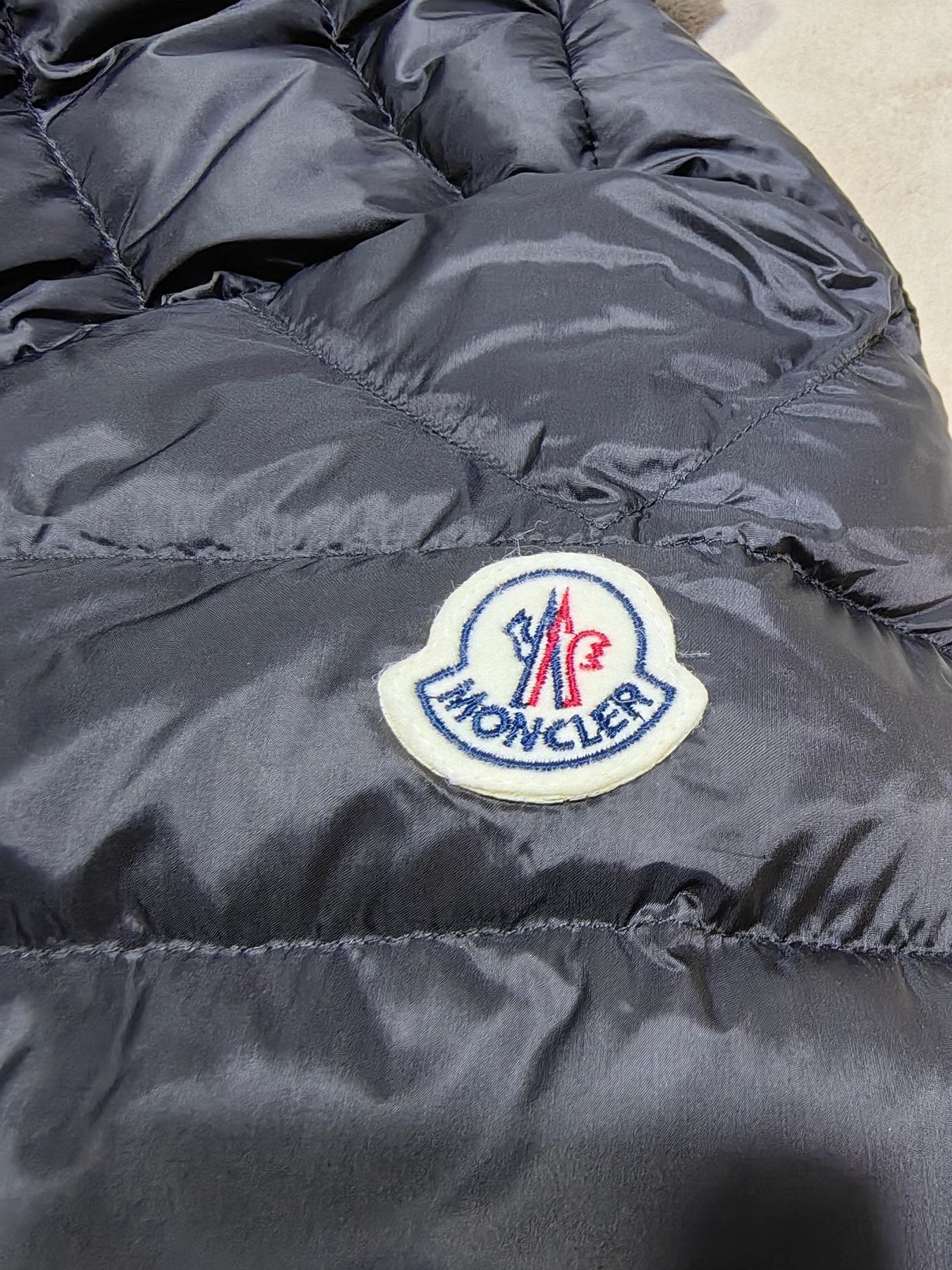 Moncler Black Stand-Collar Quilted Puffer Coat — detail