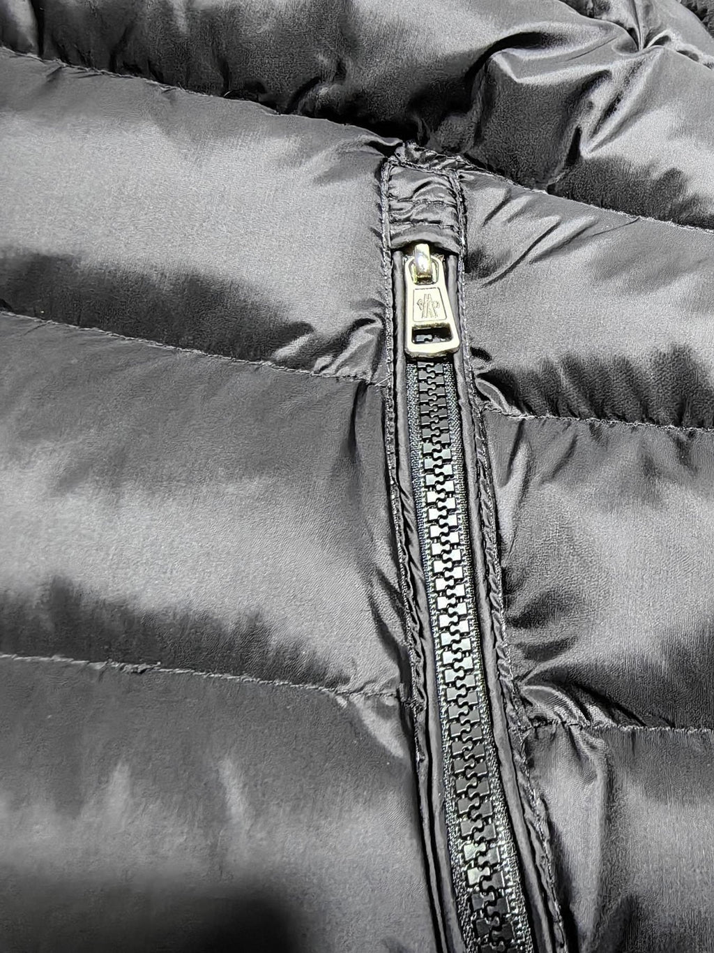 Moncler Black Stand-Collar Quilted Puffer Coat — detail