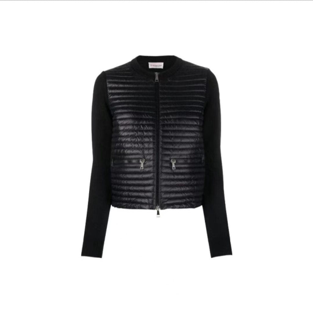 Moncler Quilted Knit-Sleeve Zip Down Jacket — hero