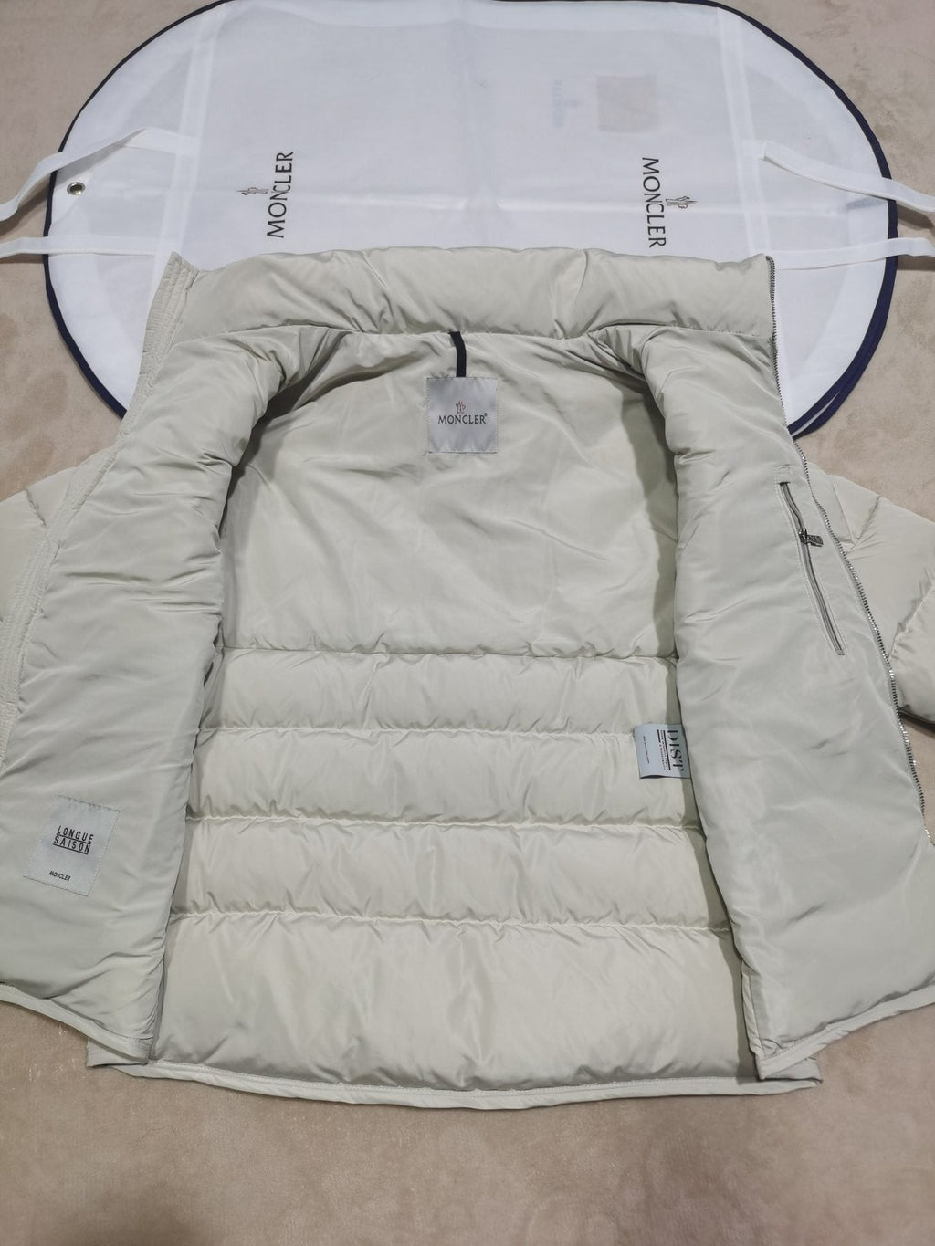 Moncler Men's Quilted Short Down Coat with Detachable Hood — detail