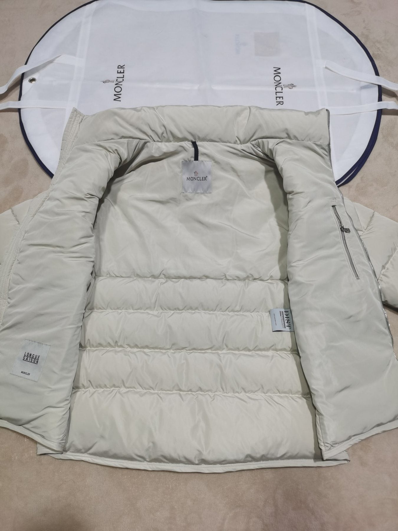 Moncler Men's Quilted Short Down Coat with Detachable Hood — detail