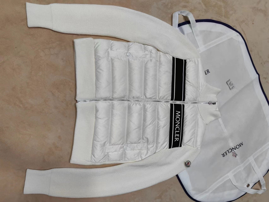 Moncler Quilted Knit-Sleeve Down Jacket — front