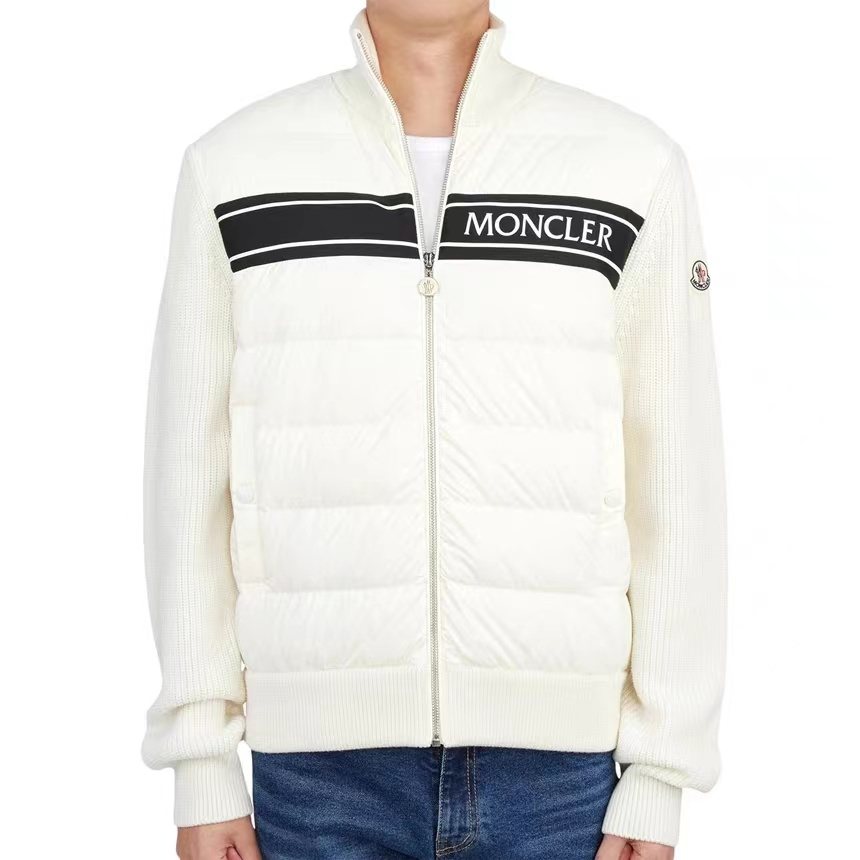 Moncler Quilted Knit-Sleeve Down Jacket — hero
