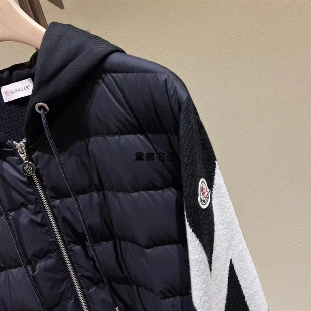Moncler Hooded Hybrid Quilted Knit Puffer Jacket — fabric_closeup