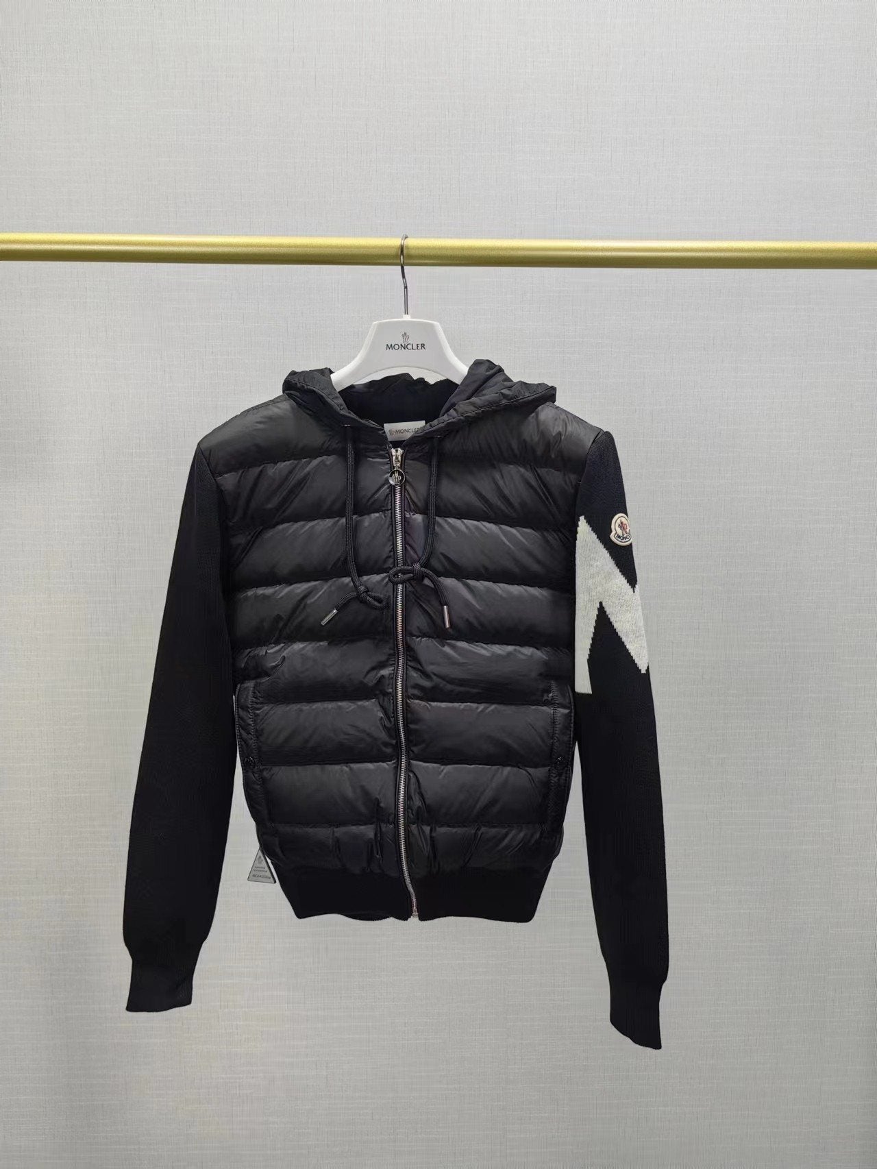 Moncler Hooded Hybrid Quilted Knit Puffer Jacket — hero