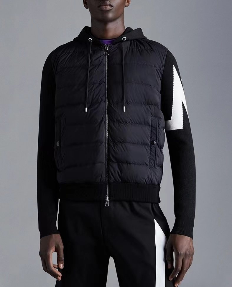 Moncler Hooded Hybrid Quilted Knit Puffer Jacket — context