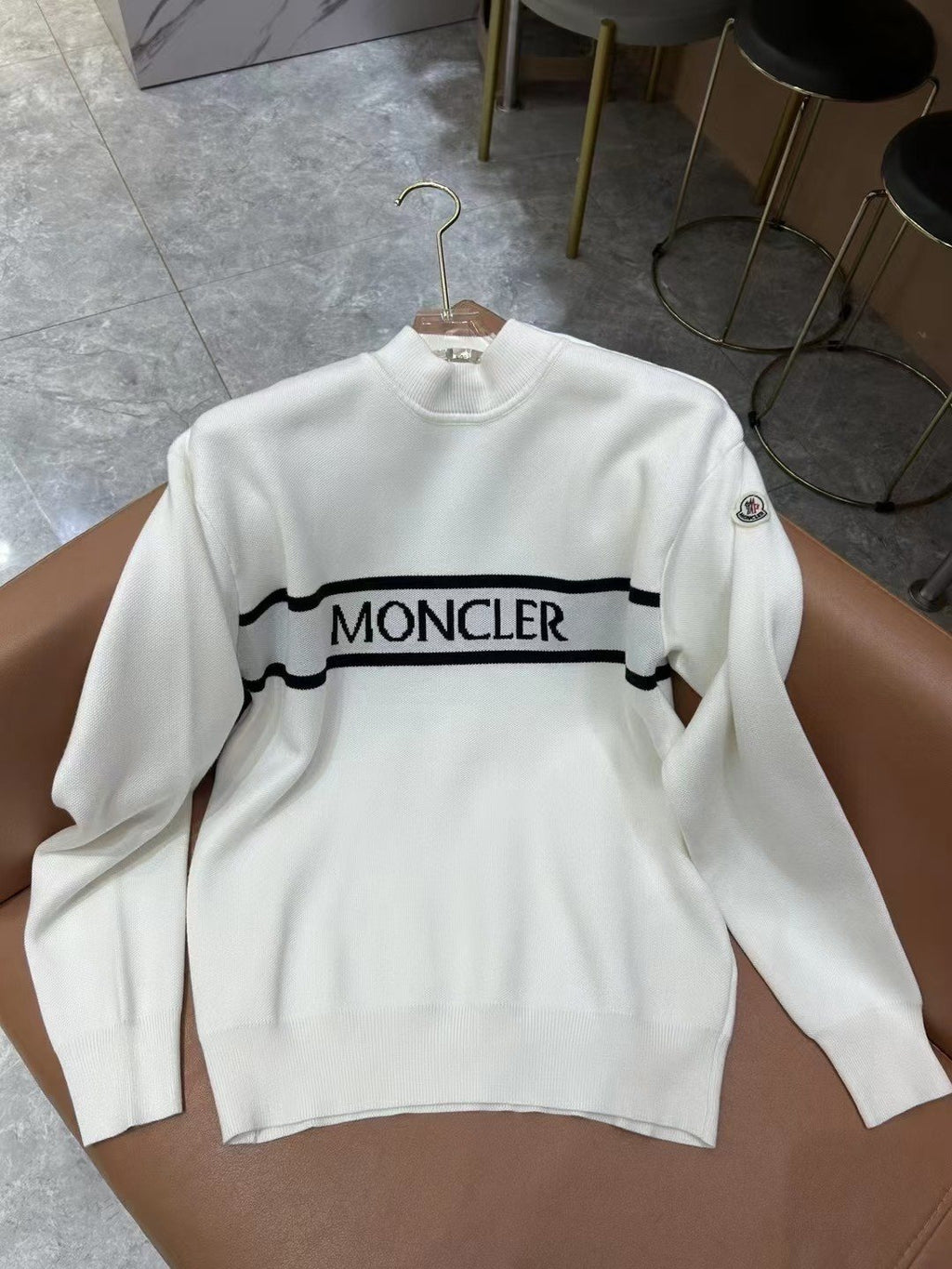 Moncler Women's Mock-Neck Button-Shoulder Knit Sweater — front