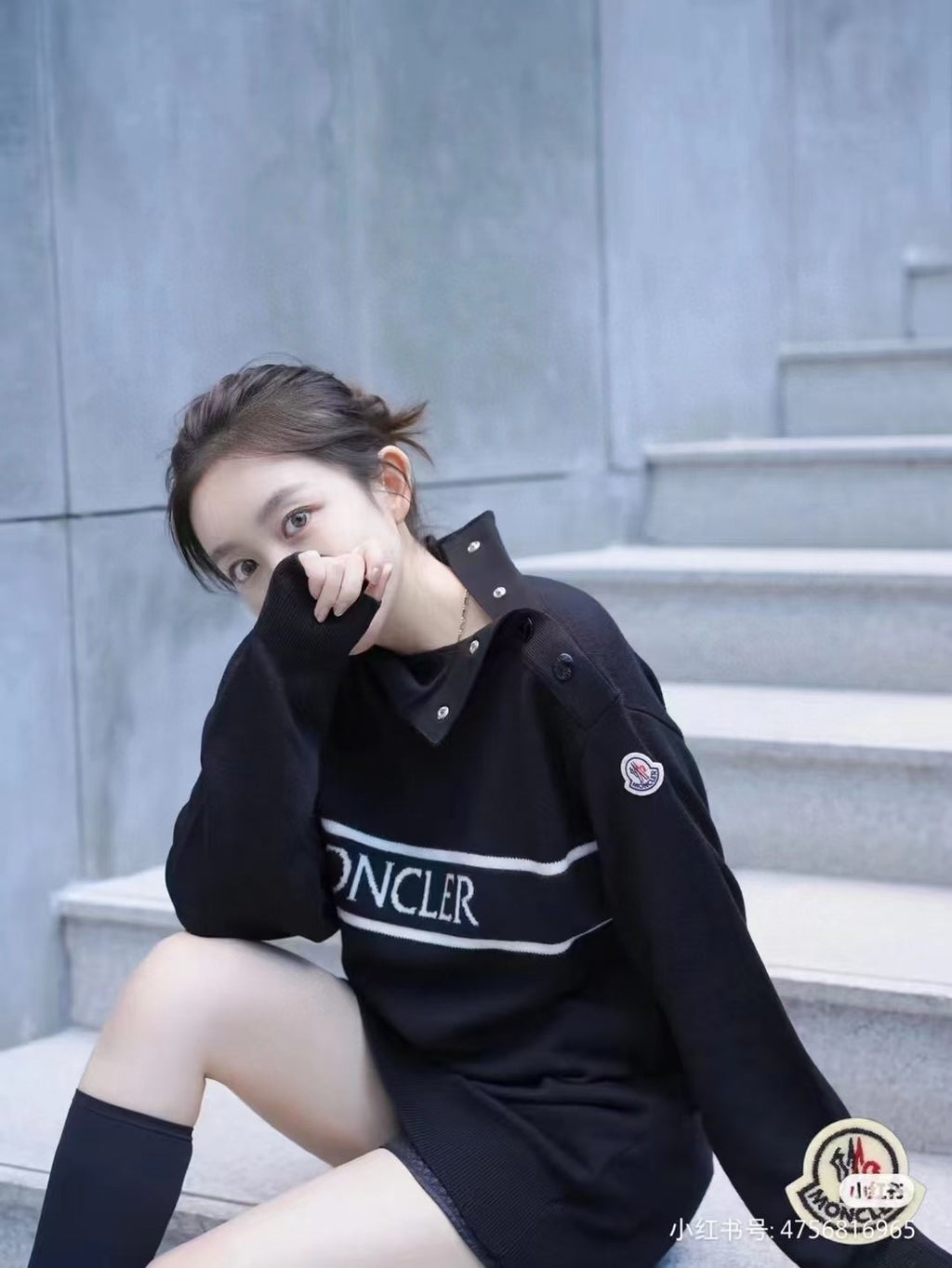 Moncler Women's Mock-Neck Button-Shoulder Knit Sweater — context