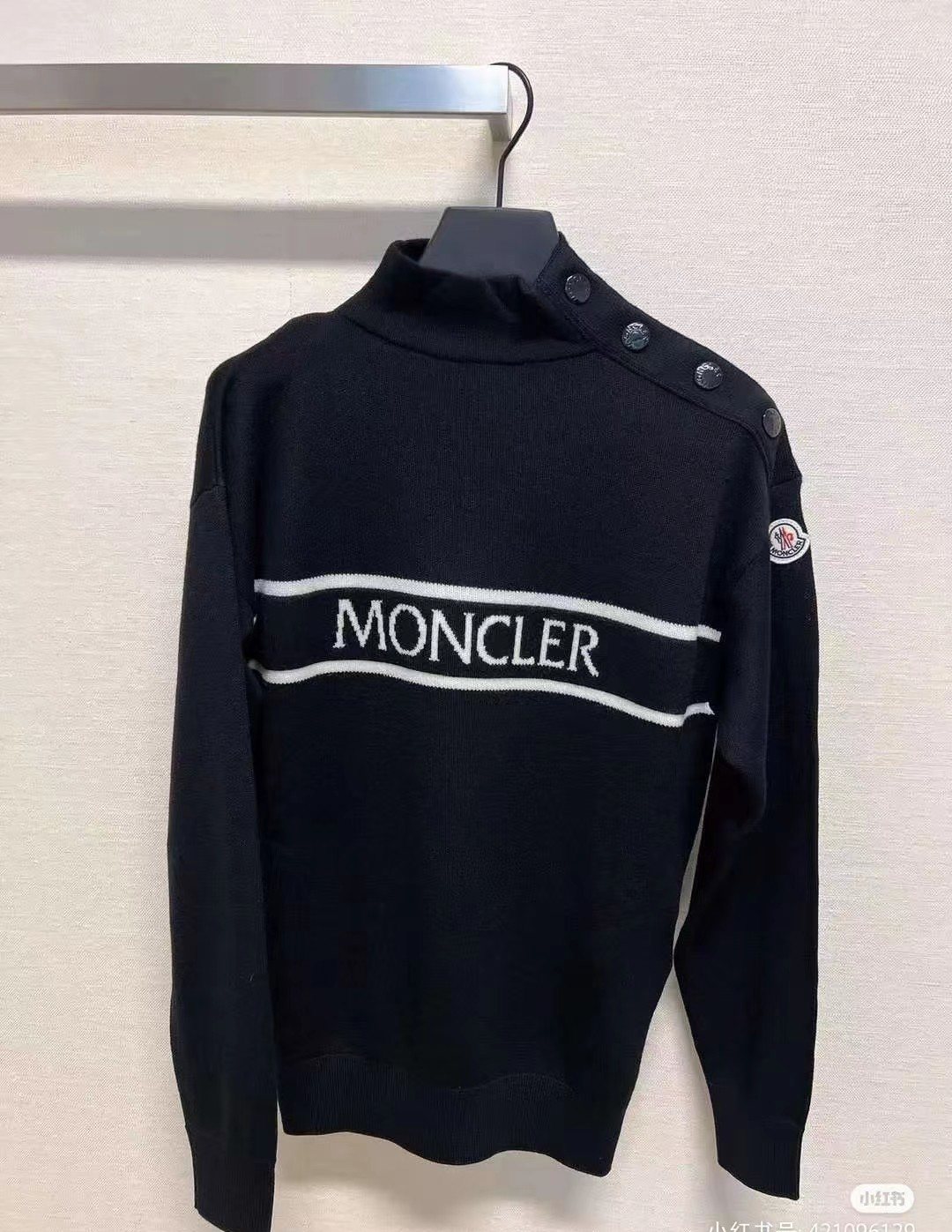 Moncler Women's Mock-Neck Button-Shoulder Knit Sweater — front