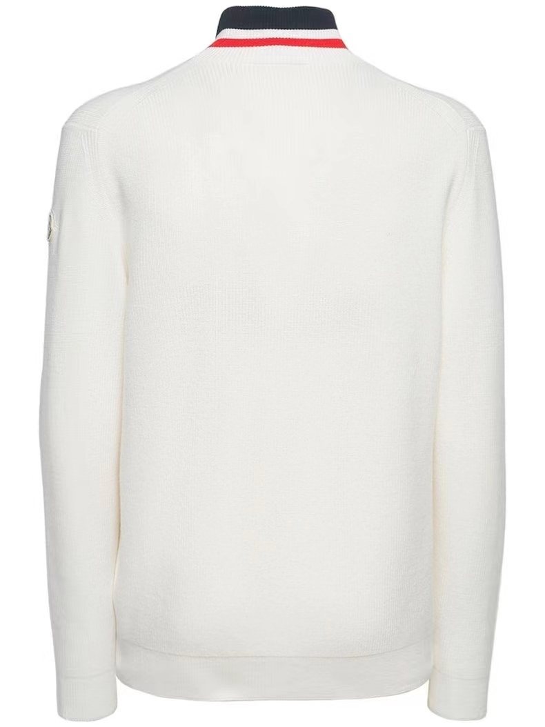 Moncler Rib-Knit Striped Collar Quarter-Zip Sweater — back