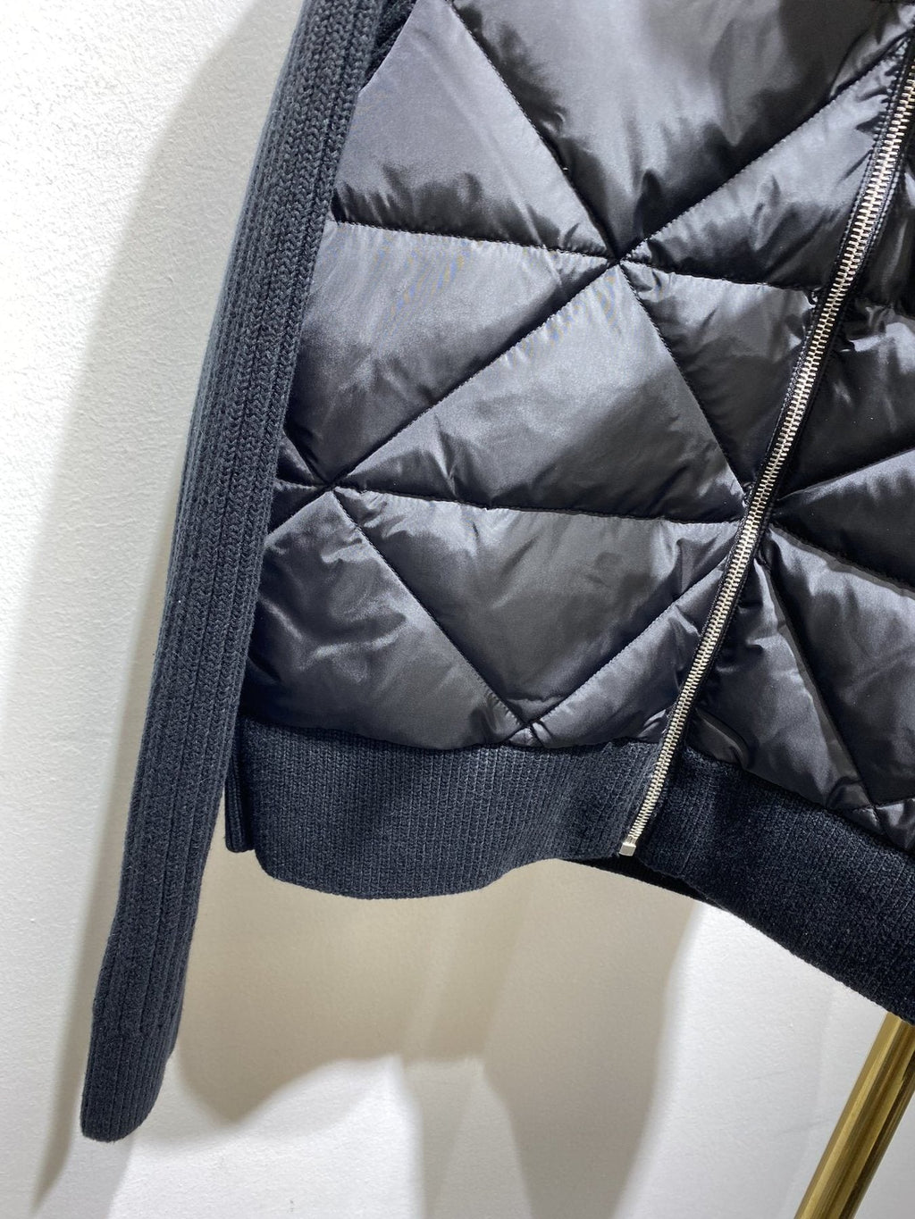 Prada Quilted Knit-Sleeve Jacket — detail
