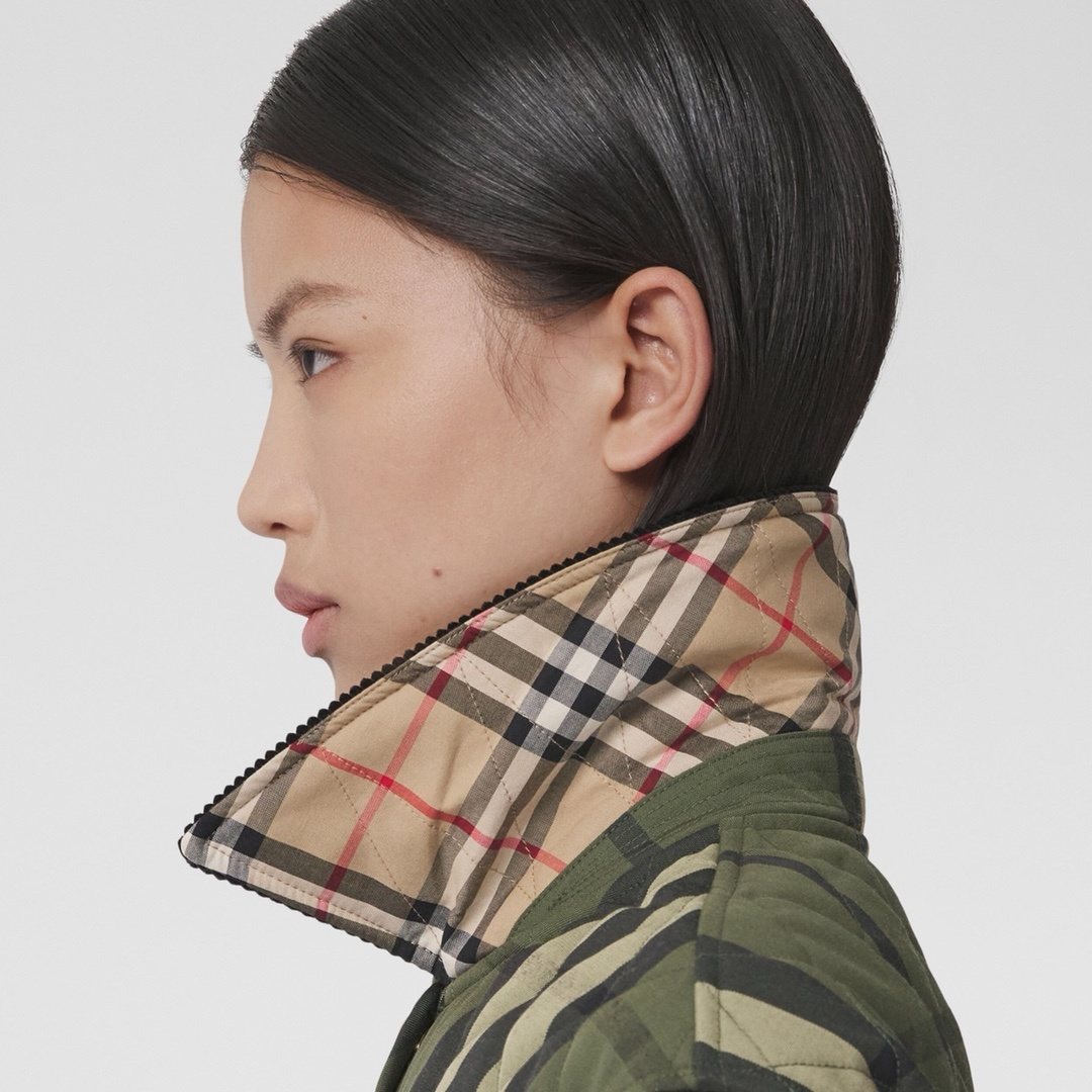 Burberry Green Check Quilted Jacket — detail
