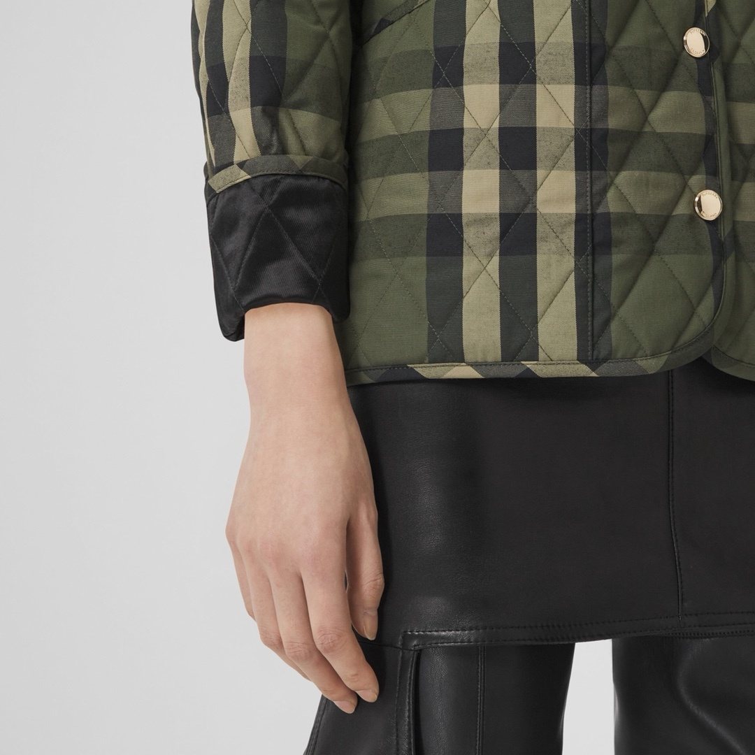 Burberry Green Check Quilted Jacket — detail