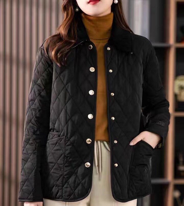 Burberry Diamond-Quilted Snap-Front Jacket — detail