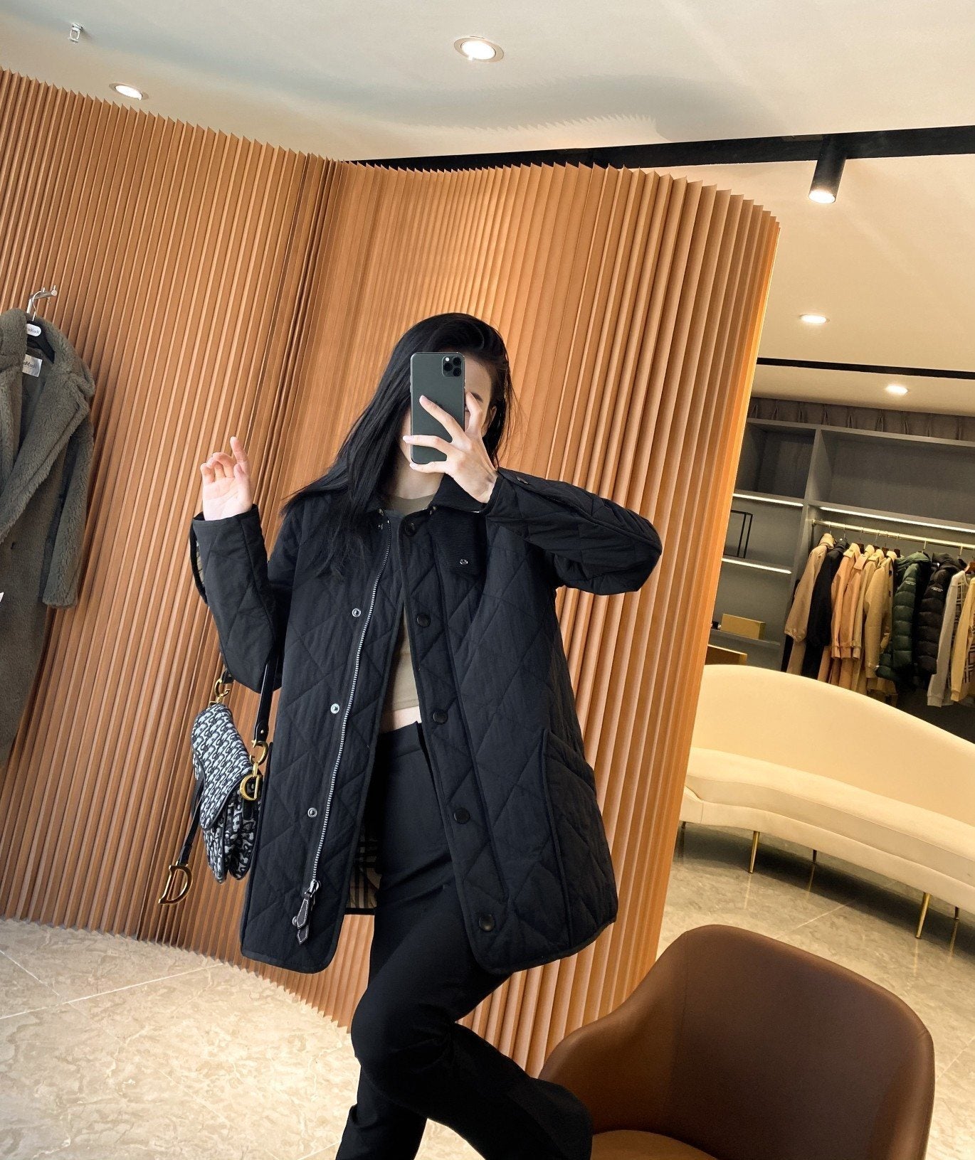 Burberry Diamond-Quilted Check-Lined Jacket — context