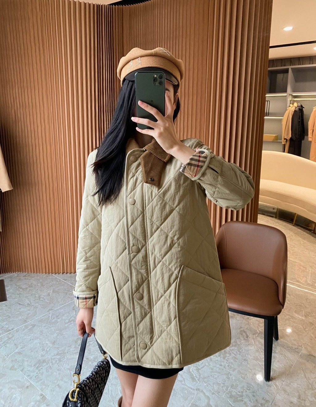 Burberry Diamond-Quilted Check-Lined Jacket — context