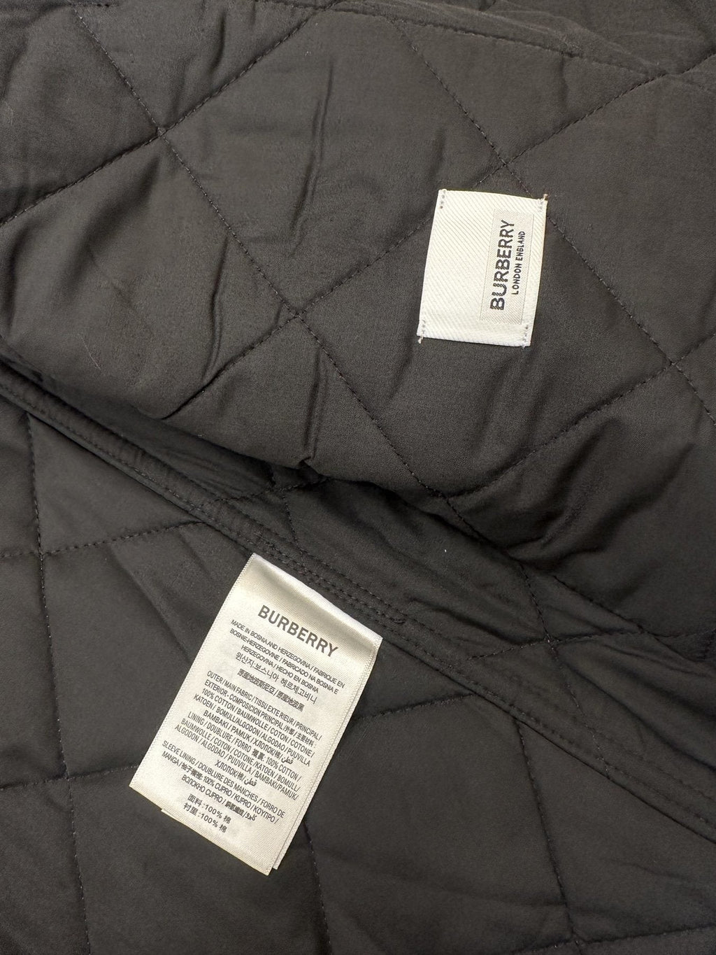 Burberry Brown Check Quilted Jacket — neck_label