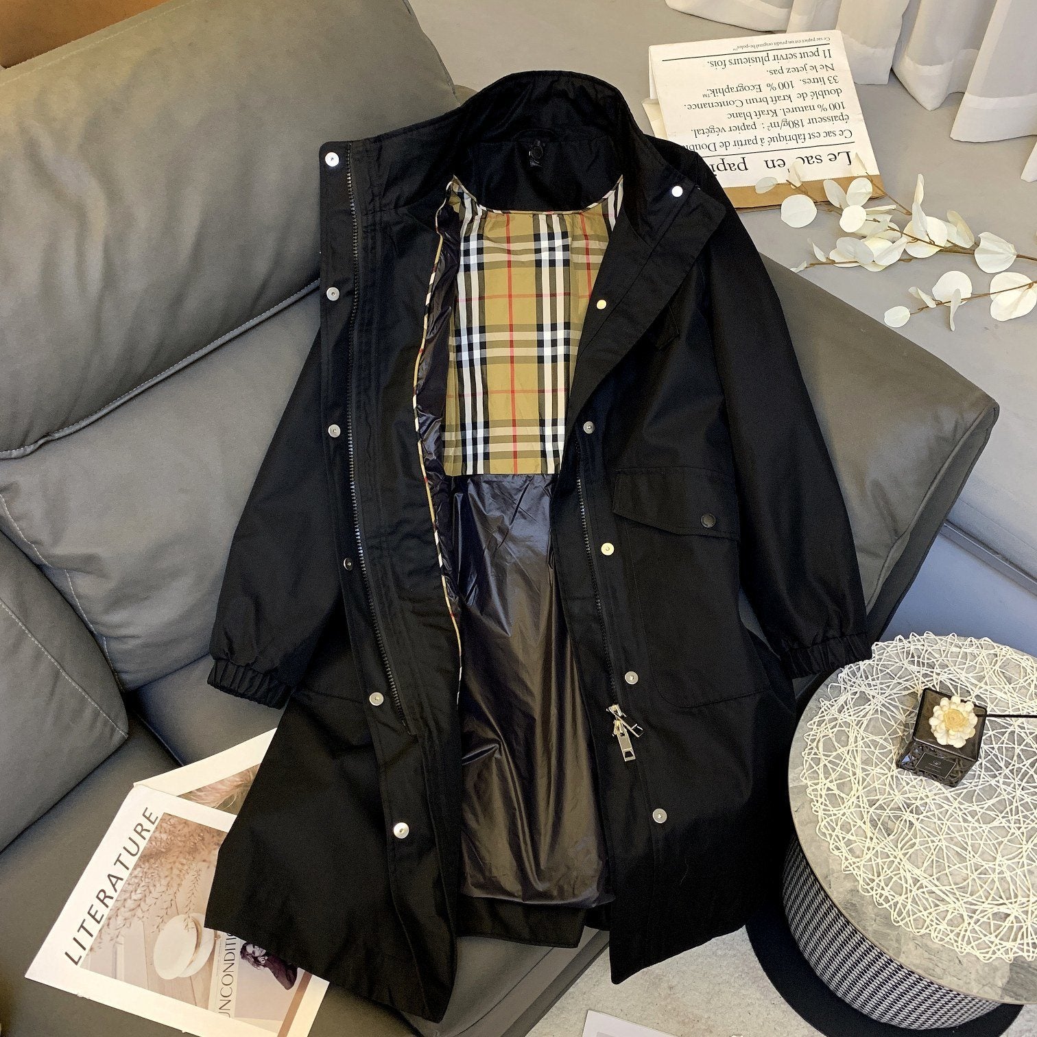 Burberry Hooded Detachable Two-Piece Long Down Jacket — detail