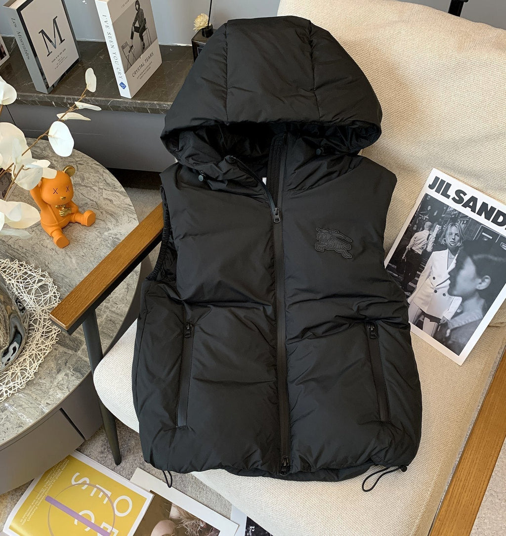 Burberry Pegasus-Emblem Hooded Down Vest — hero