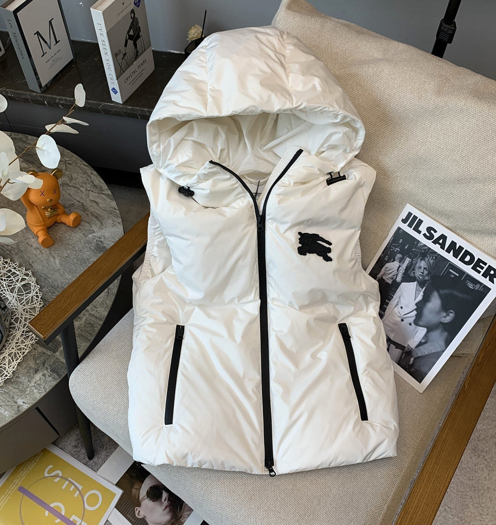 Burberry Pegasus-Emblem Hooded Down Vest — front